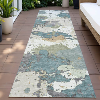 Piper Looms Chantille Modern ACN2217 Seafoam Machine Washable Area Rug Runner Outdoor Lifestyle Image Feature