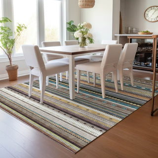 Piper Looms Chantille Stripes ACN2218 Brown Machine Washable Area Rug Lifestyle Image Feature