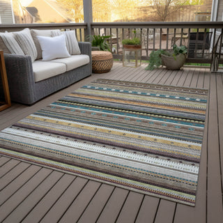 Piper Looms Chantille Stripes ACN2218 Brown Machine Washable Area Rug Outdoor Lifestyle Image Feature