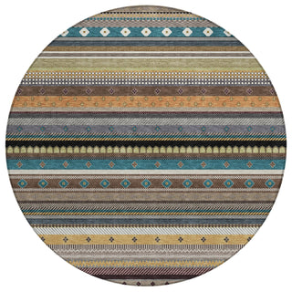 Piper Looms Chantille Stripes ACN2218 Brown Machine Washable Area Rug Round Main Image
