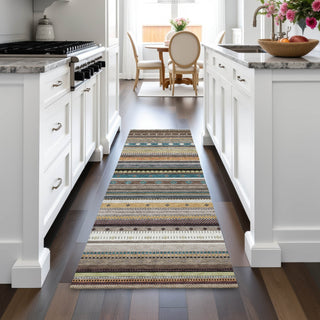 Piper Looms Chantille Stripes ACN2218 Brown Machine Washable Area Rug Runner Lifestyle Image Feature