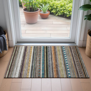 Piper Looms Chantille Stripes ACN2218 Brown Machine Washable Area Rug Scatter Lifestyle Image Feature