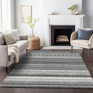 Piper Looms Chantille Stripes ACN2218 Gray Machine Washable Area Rug Lifestyle Image Feature