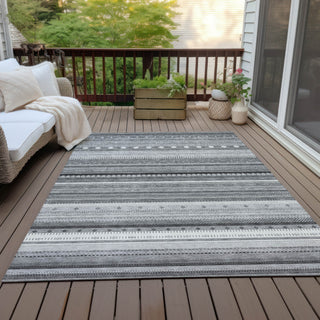 Piper Looms Chantille Stripes ACN2218 Gray Machine Washable Area Rug Outdoor Lifestyle Image Feature