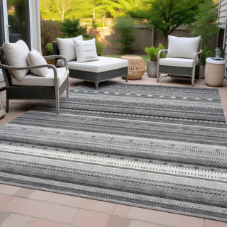 Piper Looms Chantille Stripes ACN2218 Gray Machine Washable Area Rug Outdoor Lifestyle Image Feature