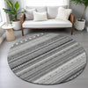 Piper Looms Chantille Stripes ACN2218 Gray Machine Washable Area Rug Round Lifestyle Image Feature