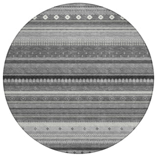 Piper Looms Chantille Stripes ACN2218 Gray Machine Washable Area Rug Round Main Image