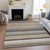 Piper Looms Chantille Stripes ACN2218 Khaki Machine Washable Area Rug Lifestyle Image Feature