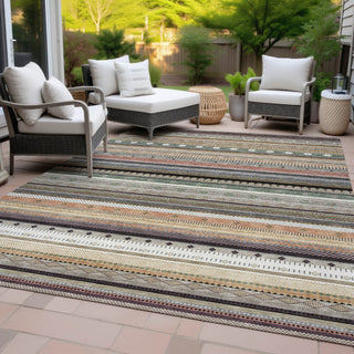 Piper Looms Chantille Stripes ACN2218 Khaki Machine Washable Area Rug Outdoor Lifestyle Image Feature