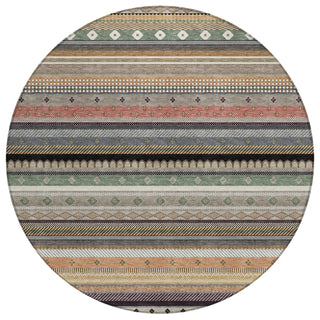 Piper Looms Chantille Stripes ACN2218 Khaki Machine Washable Area Rug Round Main Image