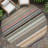 Piper Looms Chantille Stripes ACN2218 Khaki Machine Washable Area Rug Round Outdoor Lifestyle Image Feature