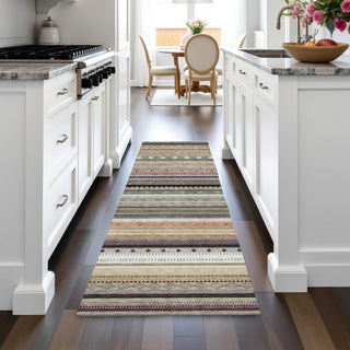 Piper Looms Chantille Stripes ACN2218 Khaki Machine Washable Area Rug Runner Lifestyle Image Feature