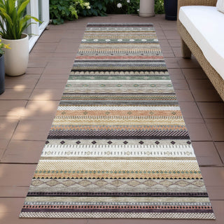 Piper Looms Chantille Stripes ACN2218 Khaki Machine Washable Area Rug Runner Outdoor Lifestyle Image Feature