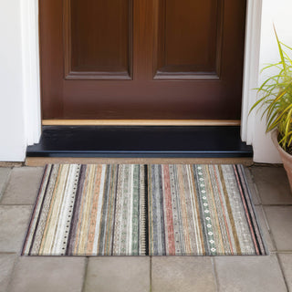 Piper Looms Chantille Stripes ACN2218 Khaki Machine Washable Area Rug Scatter Outdoor Lifestyle Image Feature