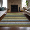 Piper Looms Chantille Stripes ACN2218 Olive Machine Washable Area Rug Lifestyle Image Feature