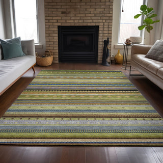 Piper Looms Chantille Stripes ACN2218 Olive Machine Washable Area Rug Lifestyle Image Feature