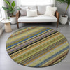 Piper Looms Chantille Stripes ACN2218 Olive Machine Washable Area Rug Round Lifestyle Image Feature