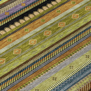 Piper Looms Chantille Stripes ACN2218 Olive Machine Washable Area Rug Swatch Image