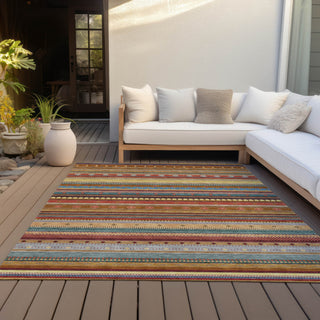 Piper Looms Chantille Stripes ACN2218 Paprika Machine Washable Area Rug Outdoor Lifestyle Image Feature