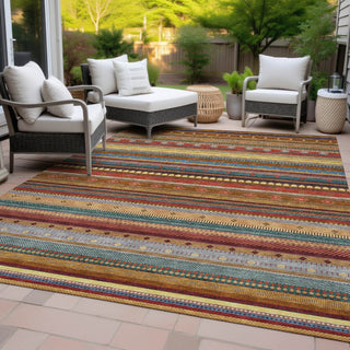 Piper Looms Chantille Stripes ACN2218 Paprika Machine Washable Area Rug Outdoor Lifestyle Image Feature