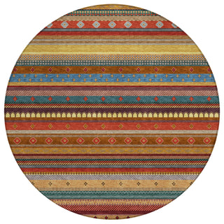 Piper Looms Chantille Stripes ACN2218 Paprika Machine Washable Area Rug Round Main Image