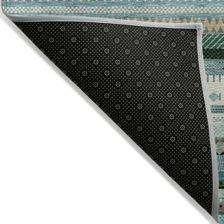 Piper Looms Chantille Stripes ACN2218 Teal Machine Washable Area Rug Backing Image