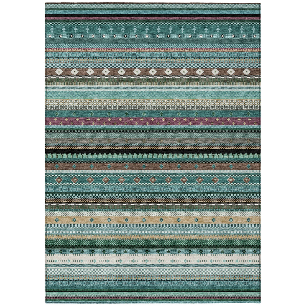 Piper Looms Chantille Stripes ACN2218 Teal Machine Washable Area Rug main image