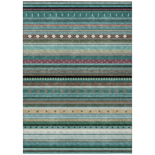 Piper Looms Chantille Stripes ACN2218 Teal Machine Washable Area Rug main image