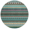 Piper Looms Chantille Stripes ACN2218 Teal Machine Washable Area Rug Round Main Image