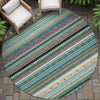 Piper Looms Chantille Stripes ACN2218 Teal Machine Washable Area Rug Round Outdoor Lifestyle Image Feature