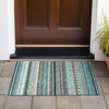 Piper Looms Chantille Stripes ACN2218 Teal Machine Washable Area Rug Scatter Outdoor Lifestyle Image Feature