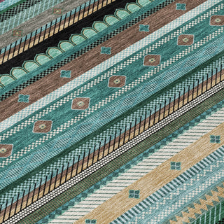 Piper Looms Chantille Stripes ACN2218 Teal Machine Washable Area Rug Swatch Image