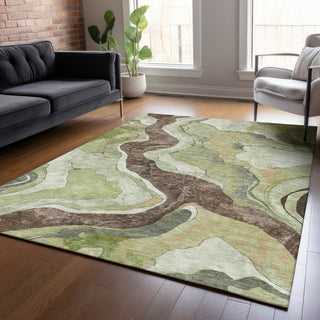 Piper Looms Chantille Abstract ACN2219 Aloe Machine Washable Area Rug Lifestyle Image Feature