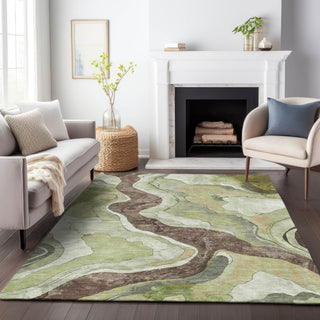 Piper Looms Chantille Abstract ACN2219 Aloe Machine Washable Area Rug Lifestyle Image Feature