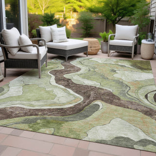 Piper Looms Chantille Abstract ACN2219 Aloe Machine Washable Area Rug Outdoor Lifestyle Image Feature