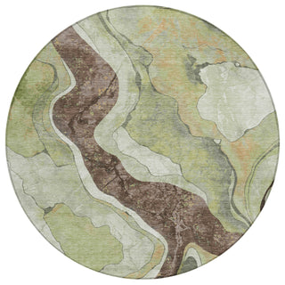 Piper Looms Chantille Abstract ACN2219 Aloe Machine Washable Area Rug Round Main Image