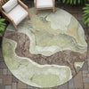Piper Looms Chantille Abstract ACN2219 Aloe Machine Washable Area Rug Round Outdoor Lifestyle Image Feature