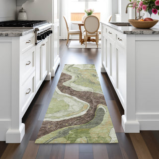 Piper Looms Chantille Abstract ACN2219 Aloe Machine Washable Area Rug Runner Lifestyle Image Feature