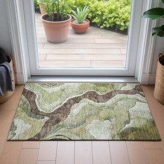 Piper Looms Chantille Abstract ACN2219 Aloe Machine Washable Area Rug Scatter Lifestyle Image Feature