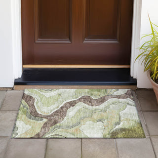 Piper Looms Chantille Abstract ACN2219 Aloe Machine Washable Area Rug Scatter Outdoor Lifestyle Image Feature