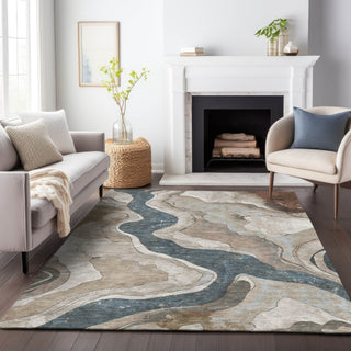 Piper Looms Chantille Abstract ACN2219 Beige Machine Washable Area Rug Lifestyle Image Feature