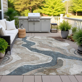 Piper Looms Chantille Abstract ACN2219 Beige Machine Washable Area Rug Outdoor Lifestyle Image Feature
