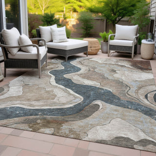Piper Looms Chantille Abstract ACN2219 Beige Machine Washable Area Rug Outdoor Lifestyle Image Feature