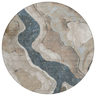 Piper Looms Chantille Abstract ACN2219 Beige Machine Washable Area Rug Round Main Image
