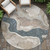 Piper Looms Chantille Abstract ACN2219 Beige Machine Washable Area Rug Round Outdoor Lifestyle Image Feature