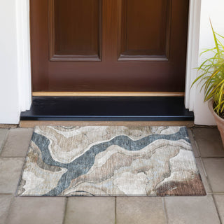 Piper Looms Chantille Abstract ACN2219 Beige Machine Washable Area Rug Scatter Outdoor Lifestyle Image Feature
