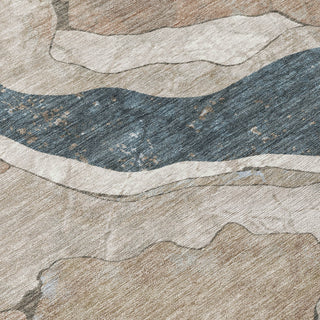 Piper Looms Chantille Abstract ACN2219 Beige Machine Washable Area Rug Swatch Image