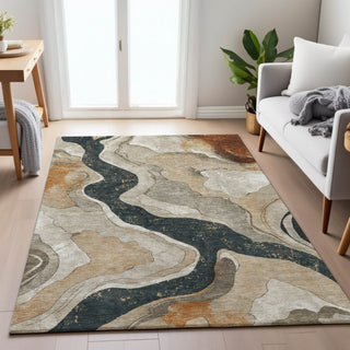 Piper Looms Chantille Abstract ACN2219 Putty Machine Washable Area Rug Lifestyle Image Feature