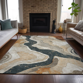 Piper Looms Chantille Abstract ACN2219 Putty Machine Washable Area Rug Lifestyle Image Feature