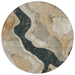 Piper Looms Chantille Abstract ACN2219 Putty Machine Washable Area Rug Round Main Image